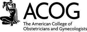 ACOG logo with text "The American College of Obstetricians and Gynecologists" and an illustration of a seated figure.
