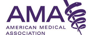 AMA logo with a snake-entwined rod symbol